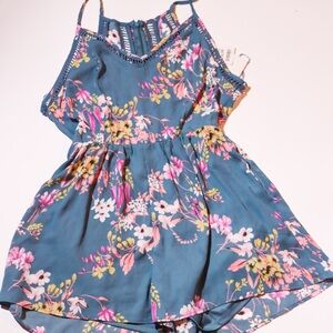 Sienna Sky Blue and Pink Floral Romper